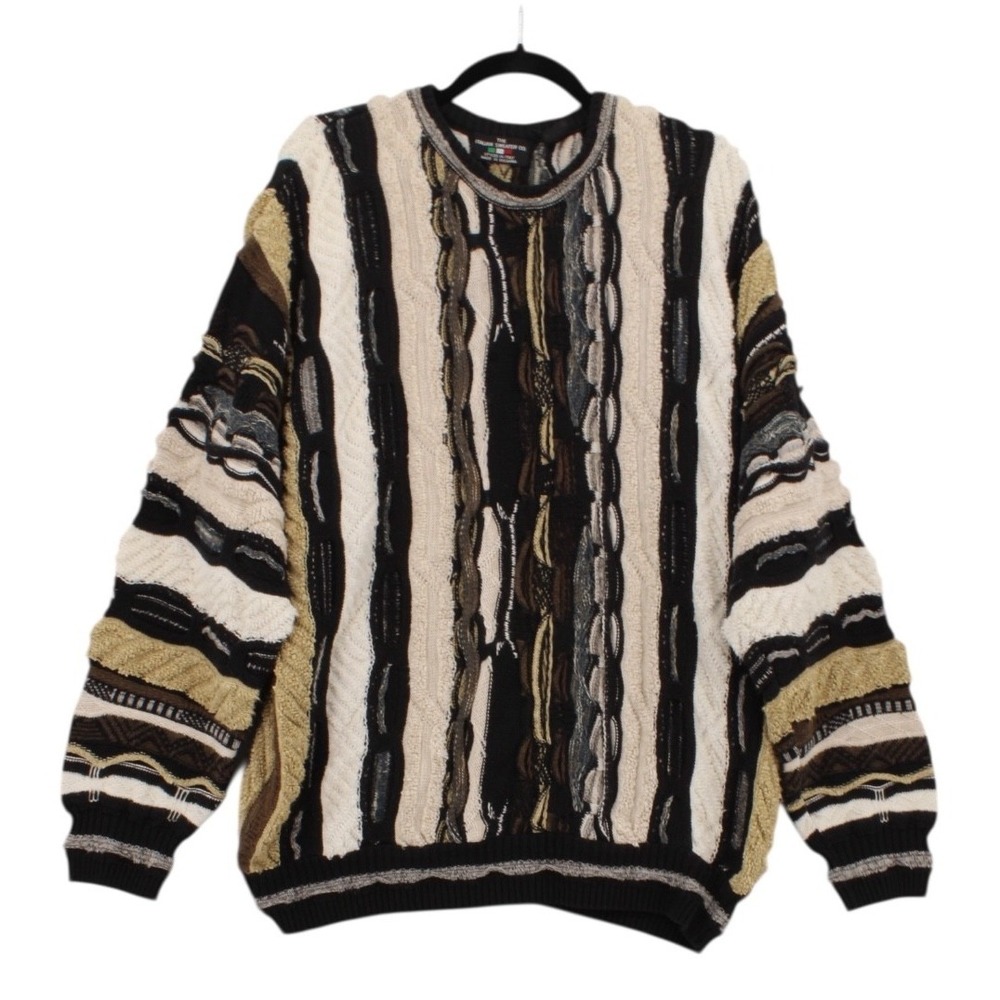 The Italian Sweater Co Cable Knit Sweater Mens Large Earth Colors GRANDPACORE